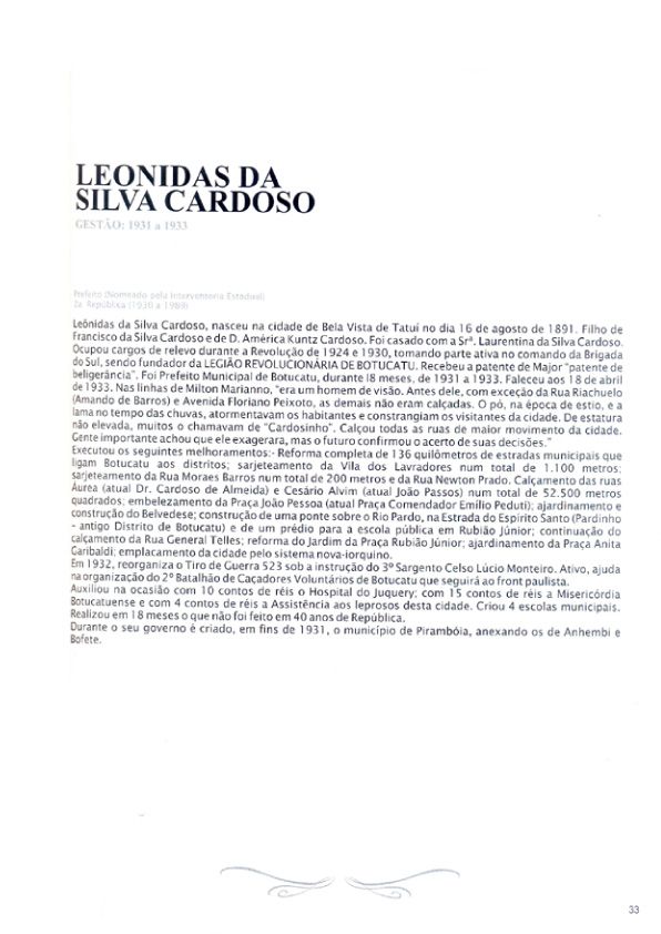 Foto - Registro biográfico dos prefeitos de Botucatu - Olavo Pinheiro Godoy