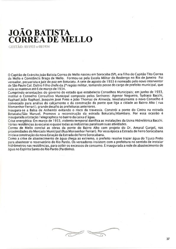 Foto - Registro biográfico dos prefeitos de Botucatu - Olavo Pinheiro Godoy