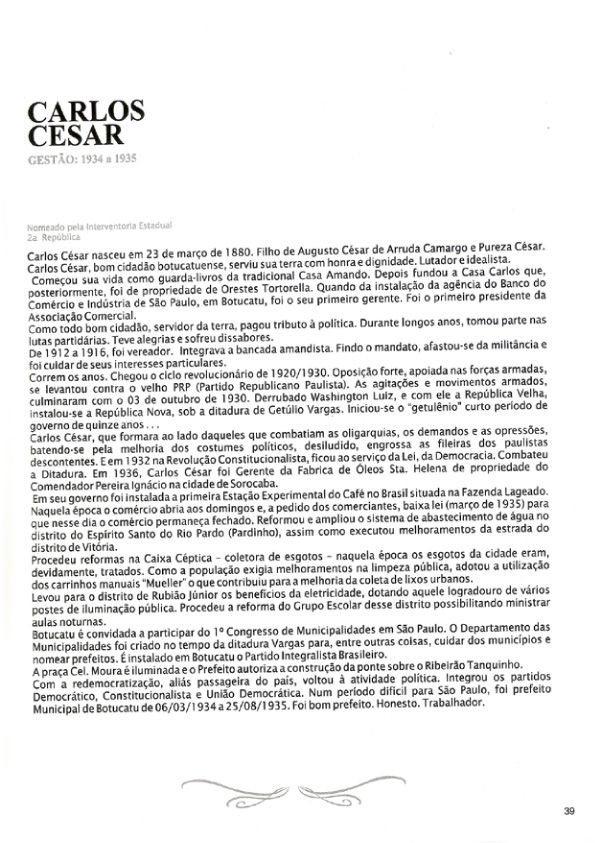 Foto - Registro biográfico dos prefeitos de Botucatu - Olavo Pinheiro Godoy