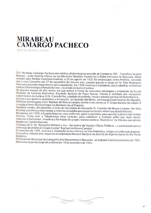 Foto - Registro biográfico dos prefeitos de Botucatu - Olavo Pinheiro Godoy