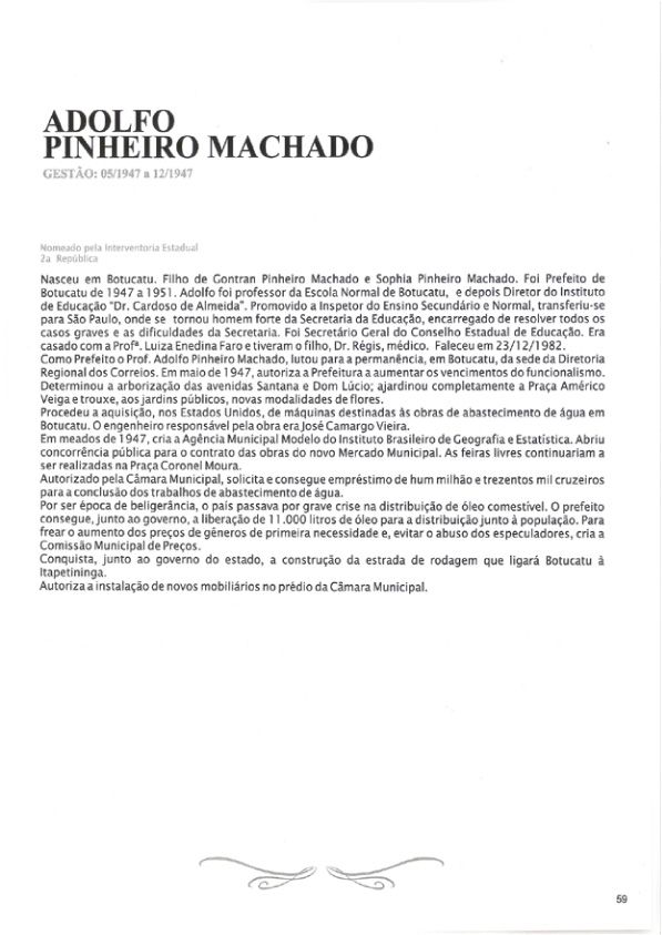 Foto - Registro biográfico dos prefeitos de Botucatu - Olavo Pinheiro Godoy