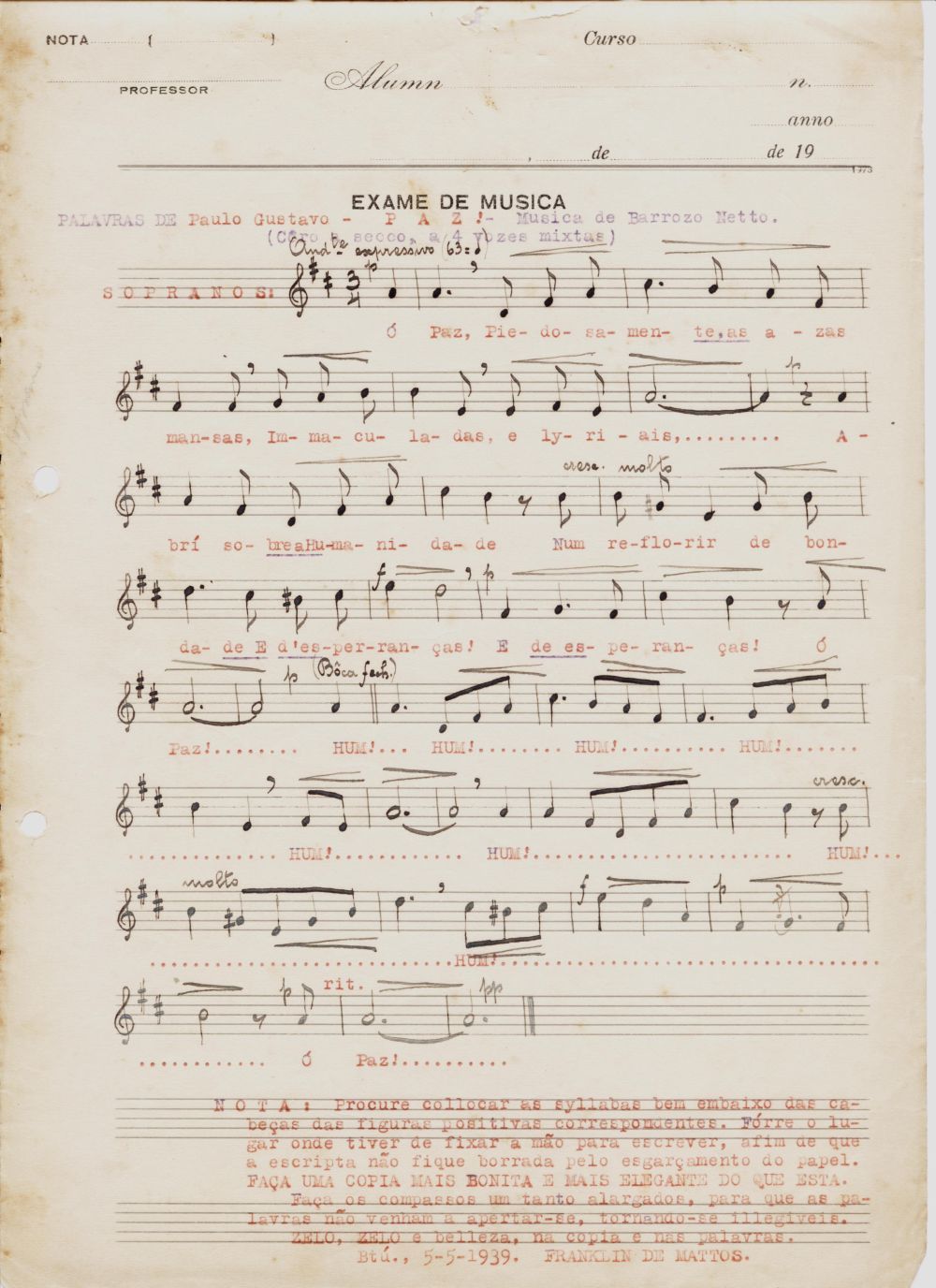 Foto - Espólio musical do Prof. Alfredo Franklin de Mattos
