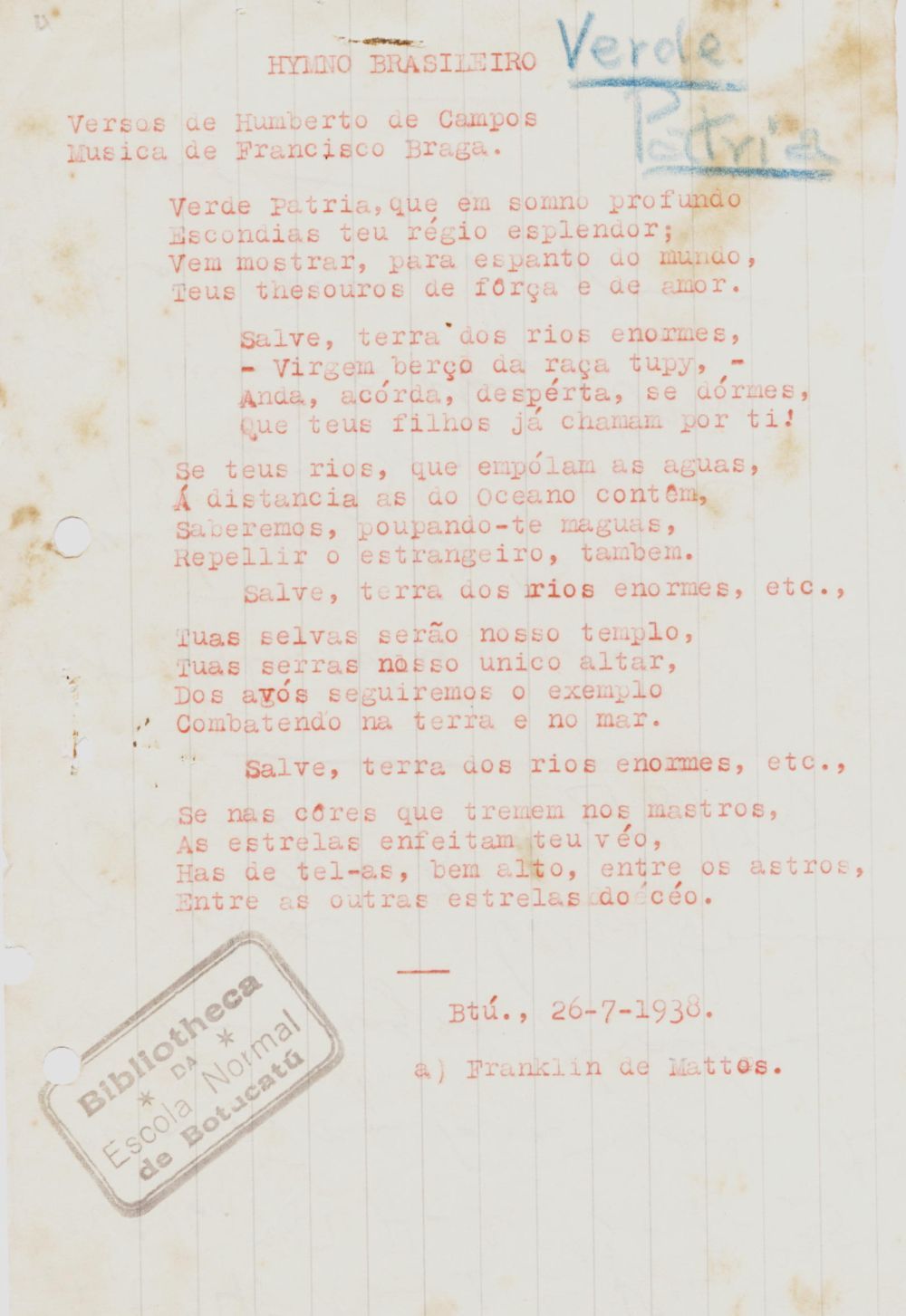 Foto - Espólio musical do Prof. Alfredo Franklin de Mattos
