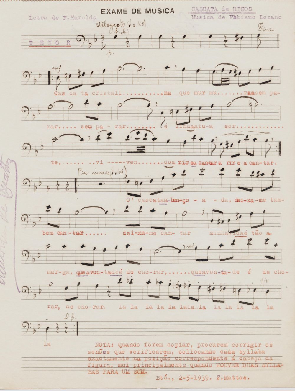 Foto - Espólio musical do Prof. Alfredo Franklin de Mattos
