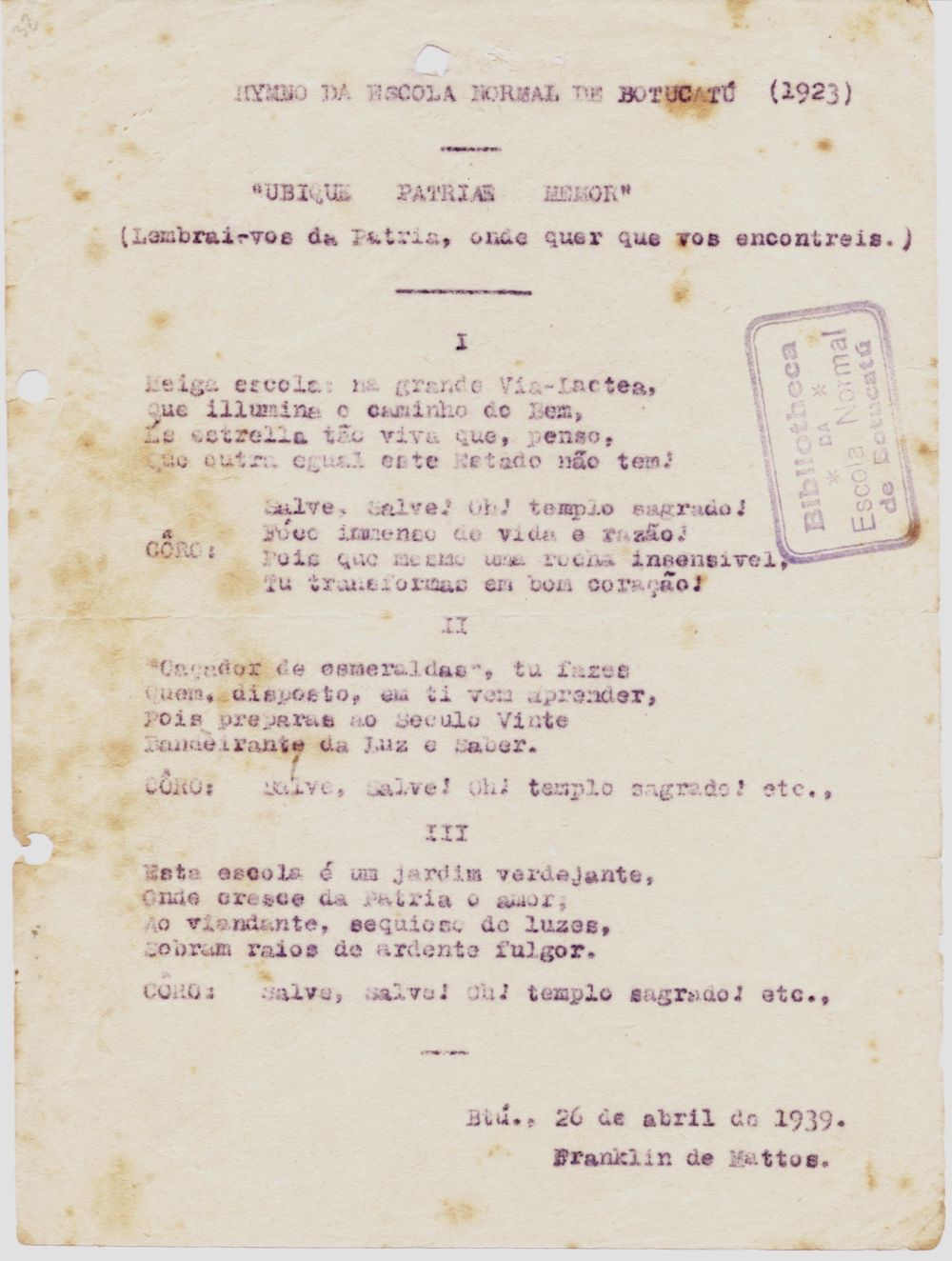 Foto - Espólio musical do Prof. Alfredo Franklin de Mattos
