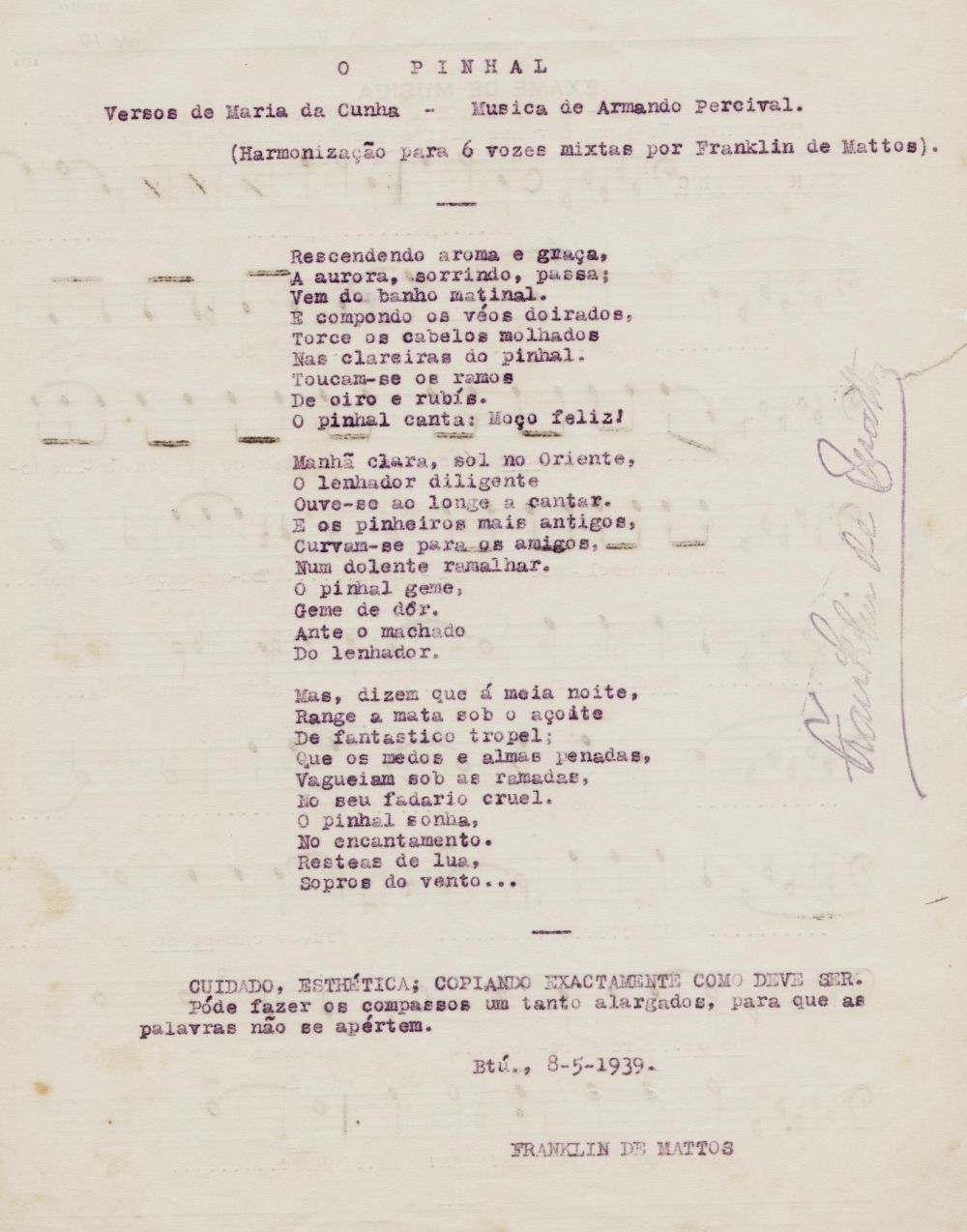 Foto - Espólio musical do Prof. Alfredo Franklin de Mattos
