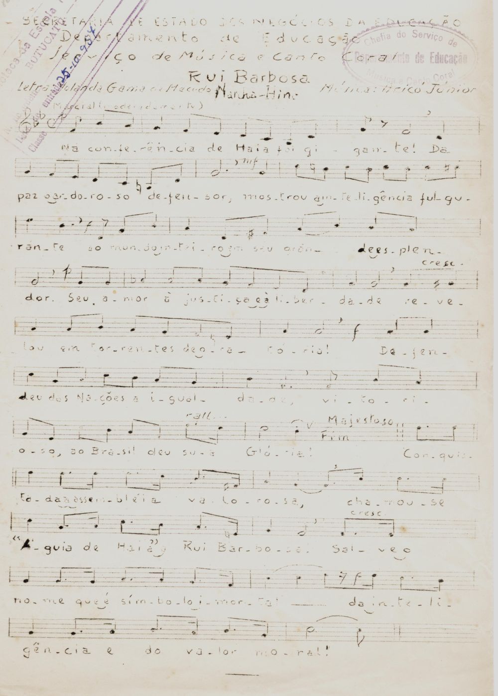 Foto - Espólio musical do Prof. Alfredo Franklin de Mattos
