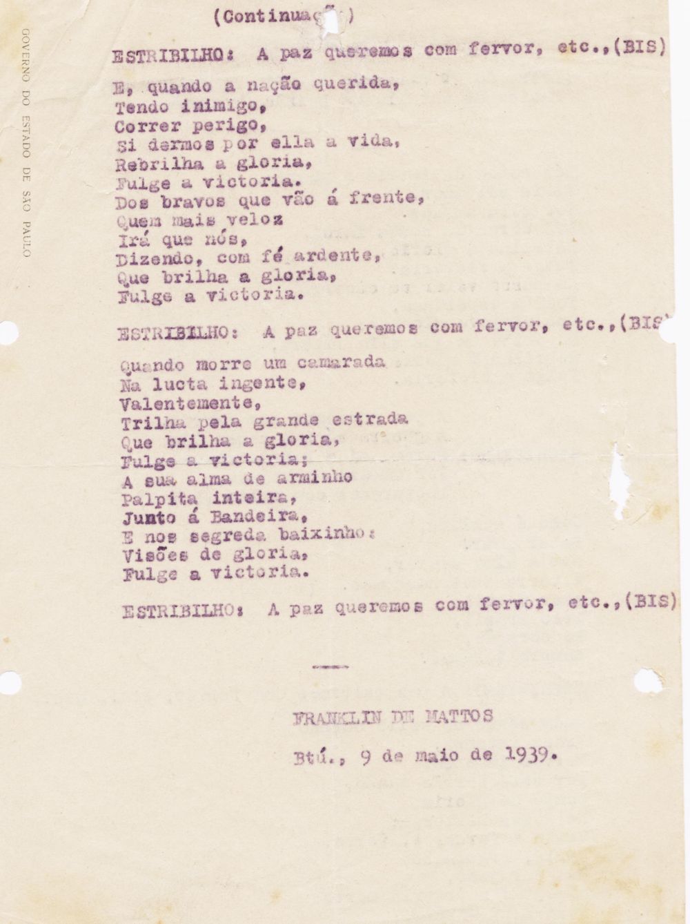 Foto - Espólio musical do Prof. Alfredo Franklin de Mattos
